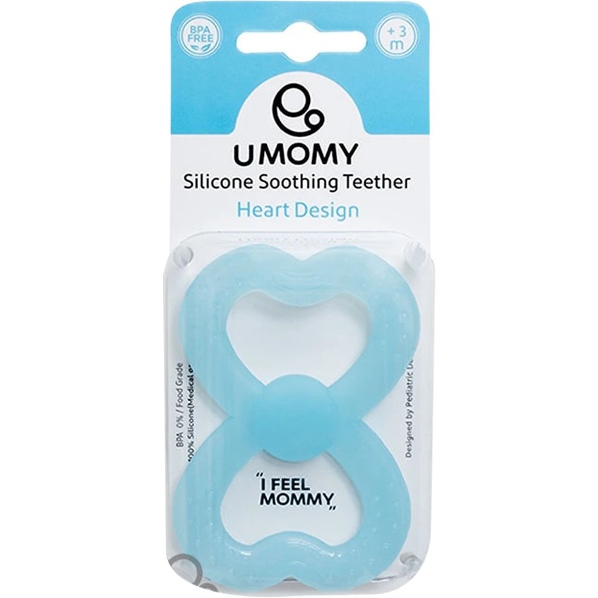 yumami-silicone-flower-teether-blue دندانگیر سیلیکونی کودک یومامی مدل گل از جنس سیلیکون فودگرید برای نوزادان بالای ۳ ماه